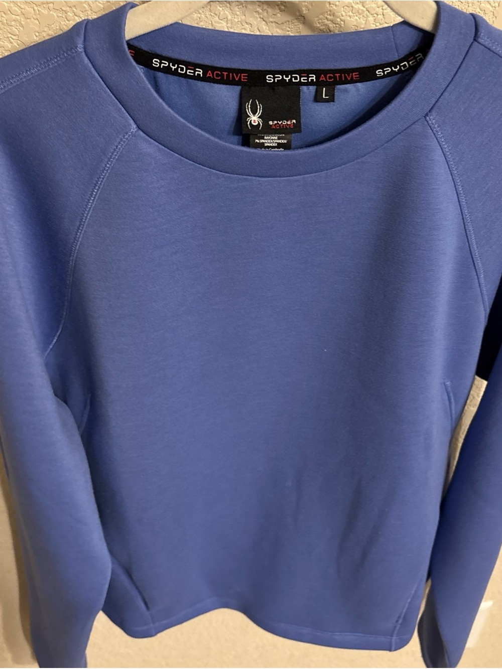 Spyder Active Womens Large Long Sleeve Kangaroo Pocket Blue Activewear Sweater - Picture 1 of 7